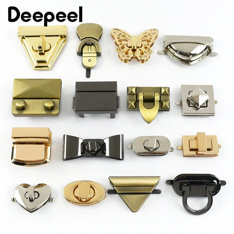Deepeel 2Pcs Metal Lock Buckles for Women's Bags Turn Twist Locks Shoulder Bag Decor Closure Latch Clasp DIY Hardware Accessory