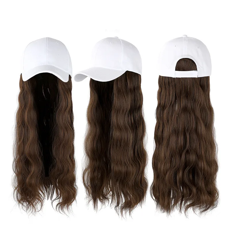 Women's Elegant Hat Hair Extensions with Big Wavy Wig