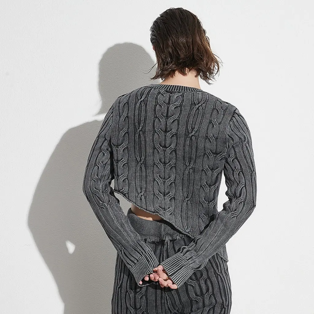 

Summer New Trendy Women's Solid Color Knitted Sweater Irregular Loose Lazy Style Niche Design Fashionable Top