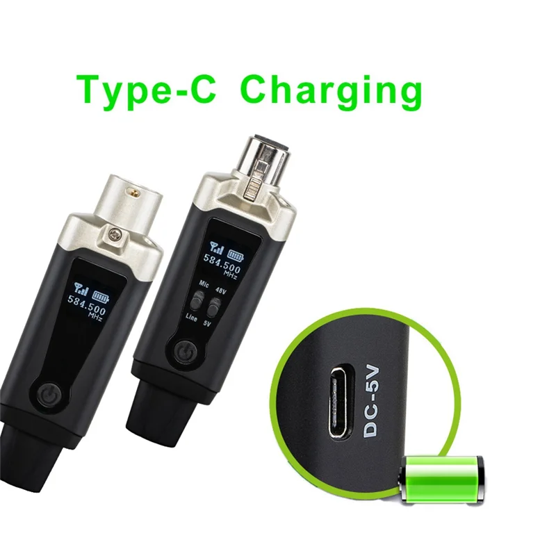 

Wireless Microphone Transmitter Receiver System With Wired To Wireless Adapter For Condenser 5V/ Dynamic 48V Universal