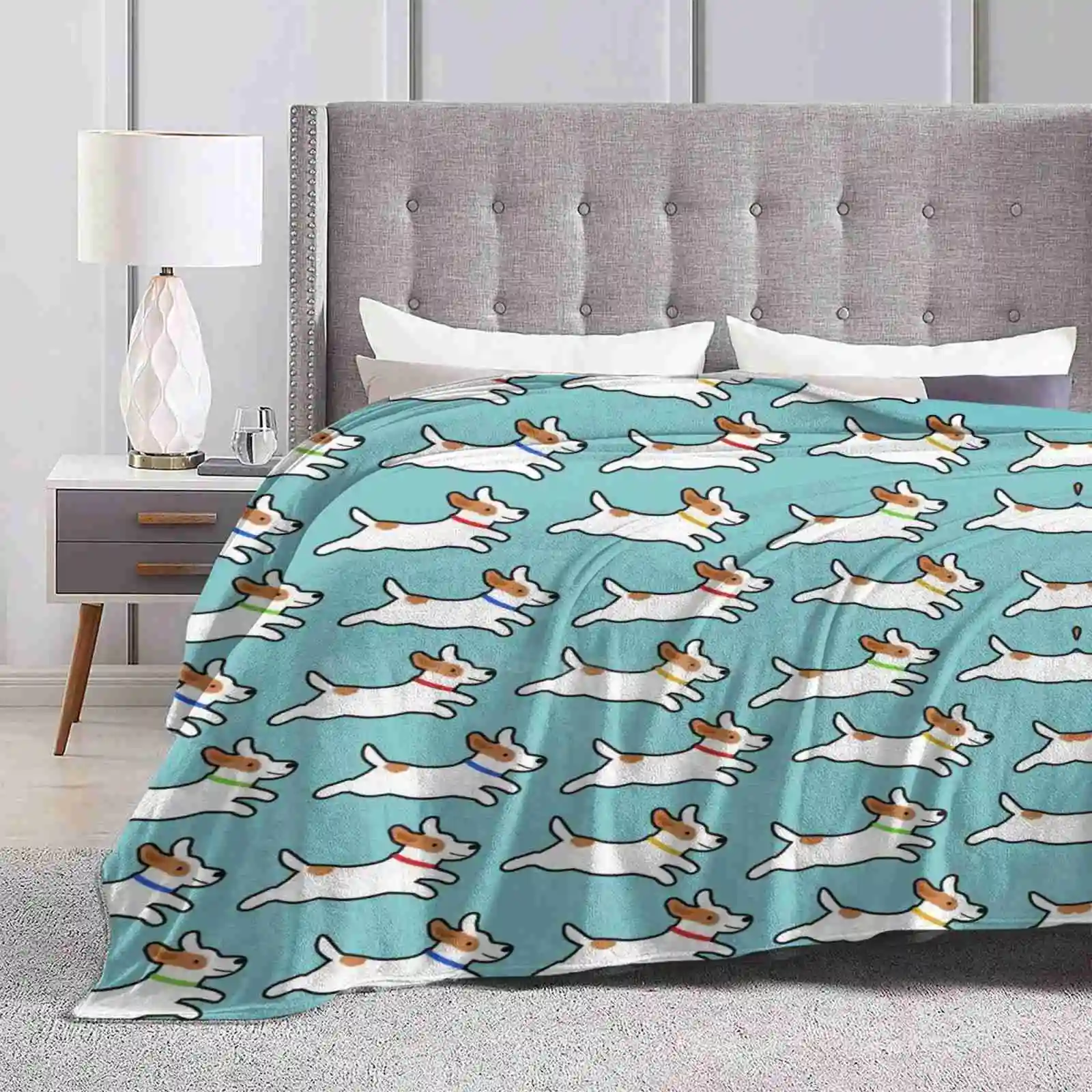 Cute Jack Russell Terrier Running Dog Creative Design Light Thin Soft Flannel Blanket Pets Animals Cute Canine Puppy Pet Dog