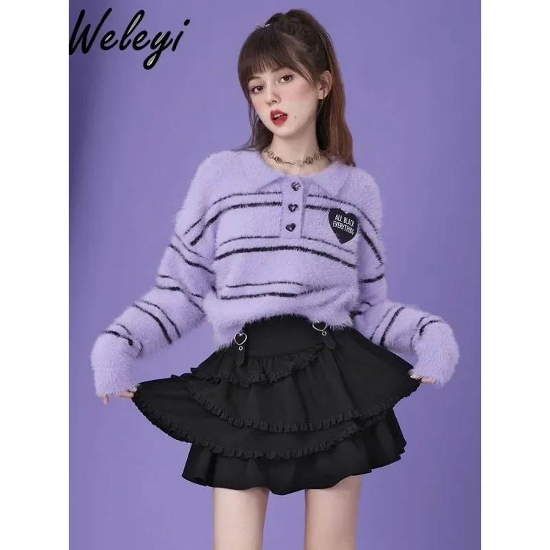 

Kawaii Jirai Kei Skirt 2024 Summer Fashion Versatile Dark Sweet Cool Heart Buckle Small High Waist Black Cute A Line Cake Skirts