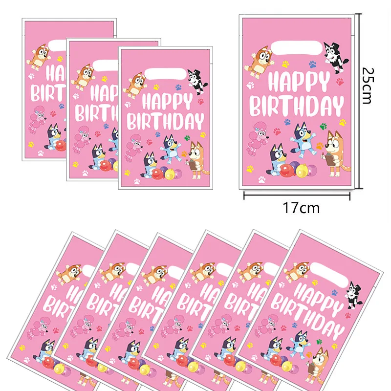 Roze Bluey Verjaardagsparty Decoratie Set Bingo Puppy Beker Bord Servetten Ballonnen voor Kindergeschenken Fotohokje Babyshower