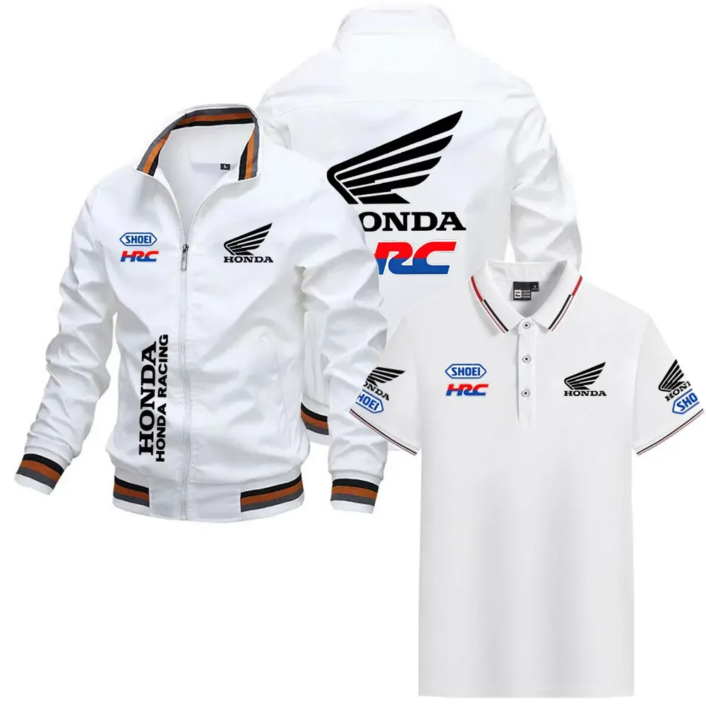 

Мужская куртка на молнии Honda Racing + топ с короткими рукавами, деловая повседневная футболка-поло, комплекты спортивной одежды для езды на мотоцикле на открытом воздухе