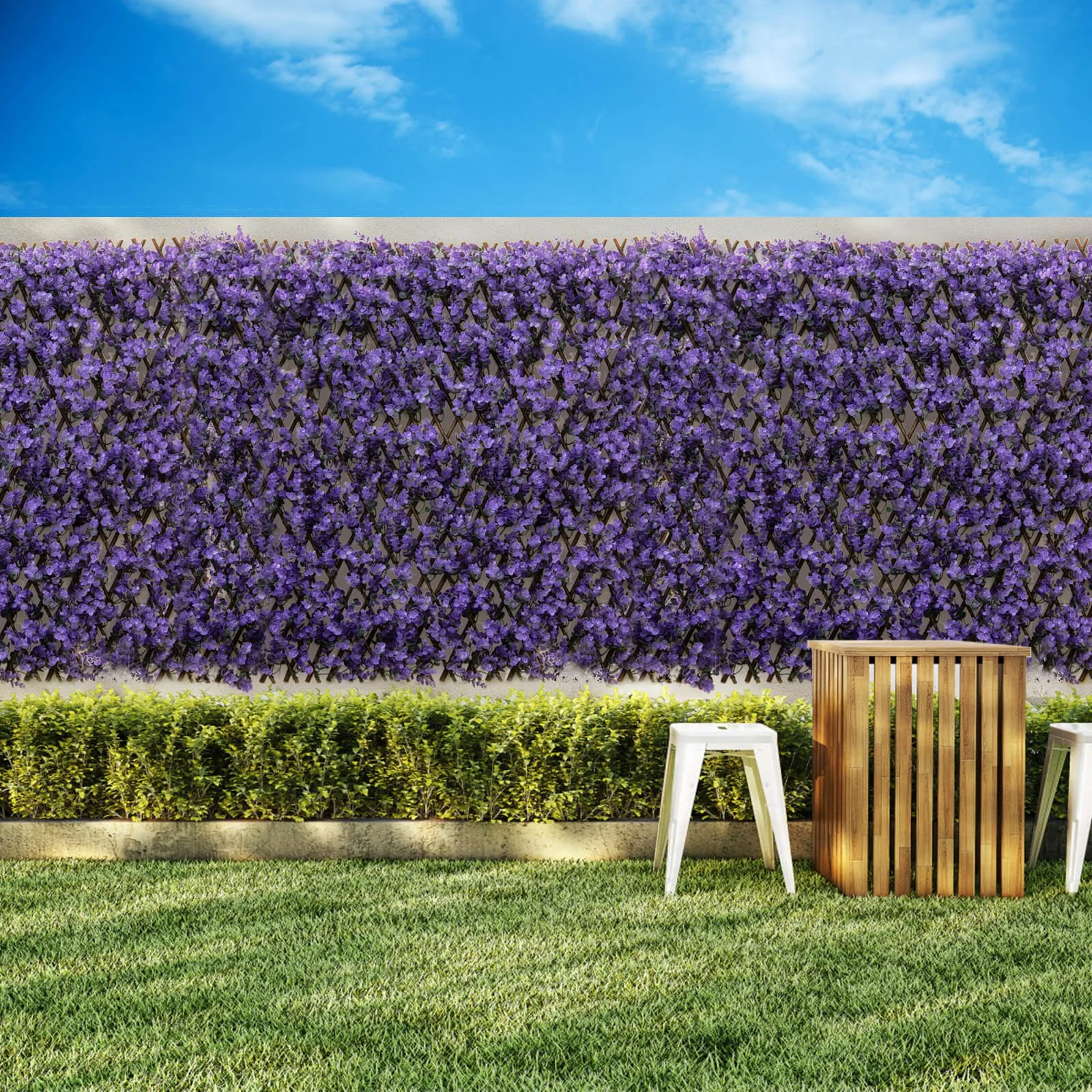 

Expandable Fence Privacy Screen Decorative Faux Purple Eucalyptus Fencing Panel
