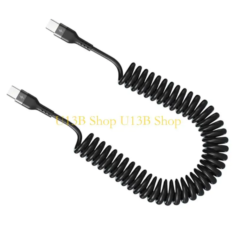 U13B Fast speed 6A Chargers Cord 120W Spring Coil Technology Two USB C Connectors
