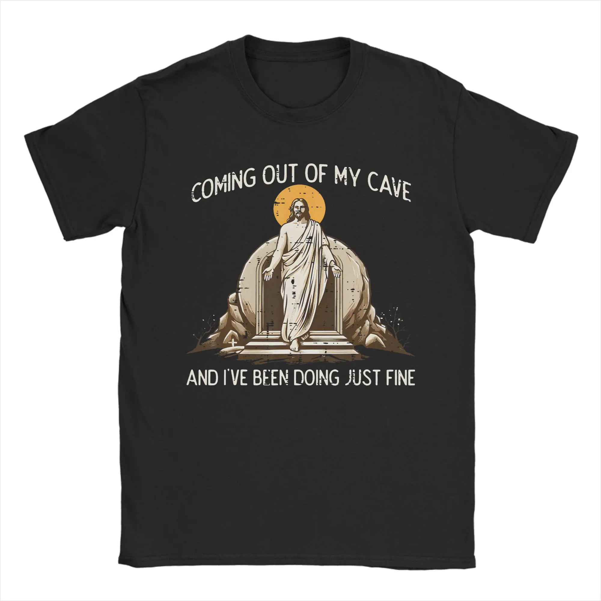 T-shirts fantaisie pour hommes, col rond, en coton, à manches courtes, thème Pâques « Jésus ressuscite de sa tombe », grandes tailles
