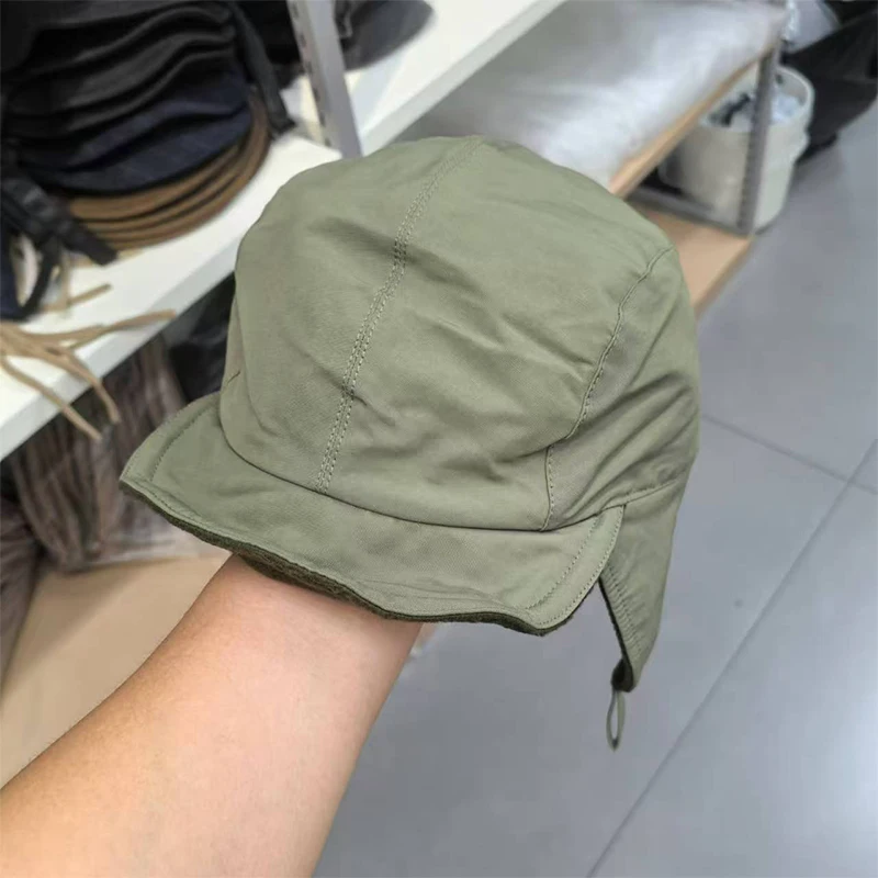 Gorros con protección para los oídos para montar a prueba de viento para hombres y mujeres, gorro de piloto de terciopelo de Color sólido impermeable de secado rápido japonés, gorro cálido para invierno