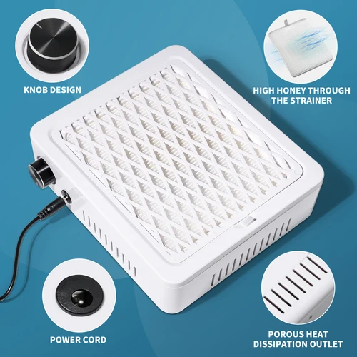 Imagen 2 del producto Colector de polvo de uñas de 4500RPM para uñas, aspiradora profesional de supersucción para manicura, Motor sin escobillas acrílico con filtro