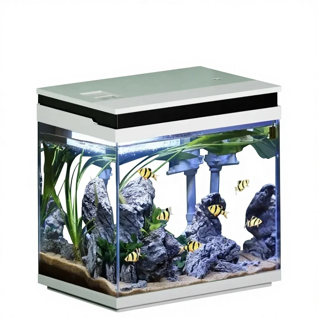 # for aRectangle Desktop Aquarium Ultra-Clear Glass 7-Color forRGB LED Feeding Port Design Ecological Circulation Filtration