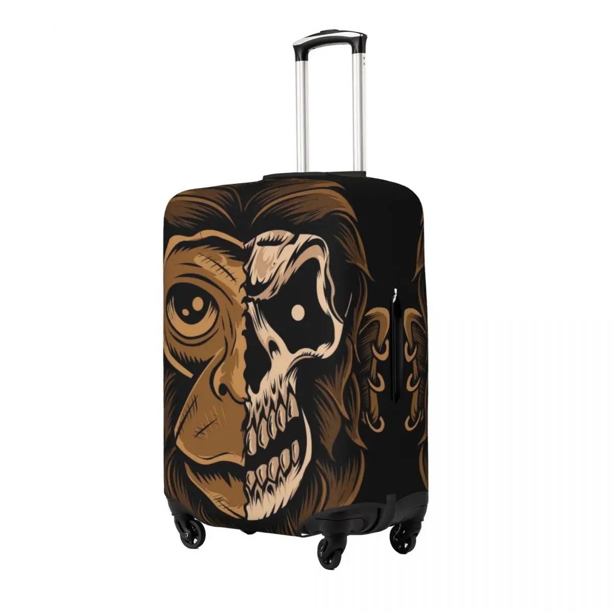 Monkey Skull Head On Black Background Print Luggage Protective Dust Covers Elastic Waterproof 18-32inch Suitcase Cover Travel