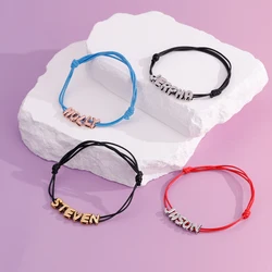 Custom Name Bracelet Personalized 3D Bubble Letters Pendant Adjustable Family Friendship For Women Mom Girl Jewelry Gift
