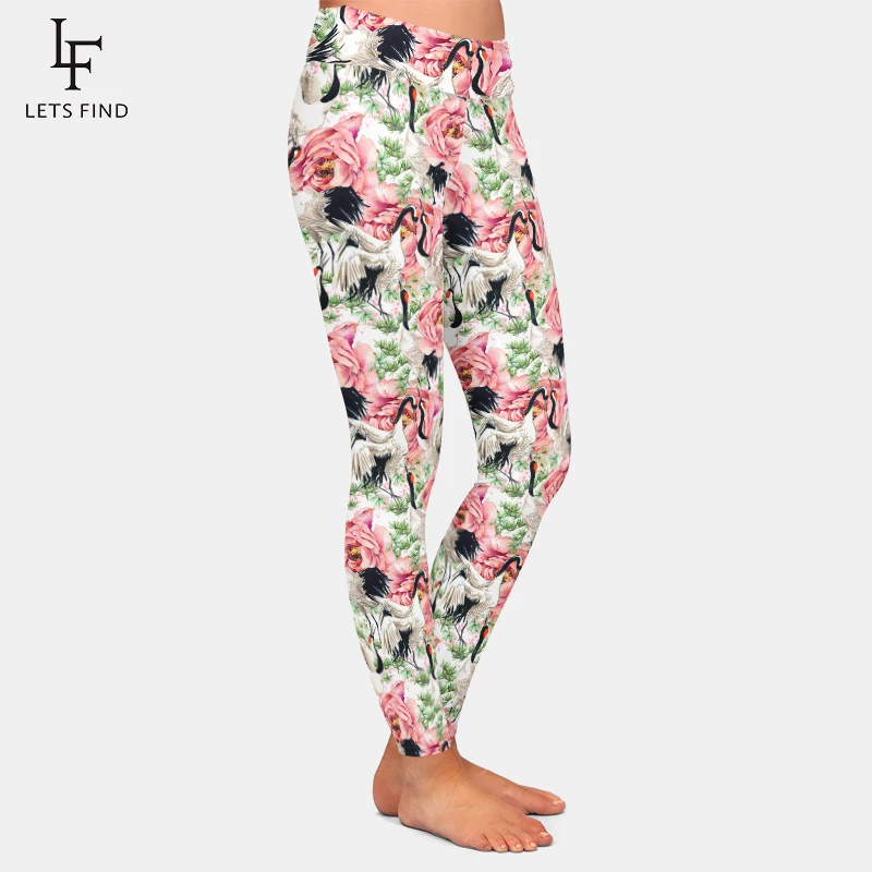 LETSFIND nuovo arrivo inverno donna pantaloni a vita alta 3D rose Iris e Anemones stampa Leggings Slim Fitness