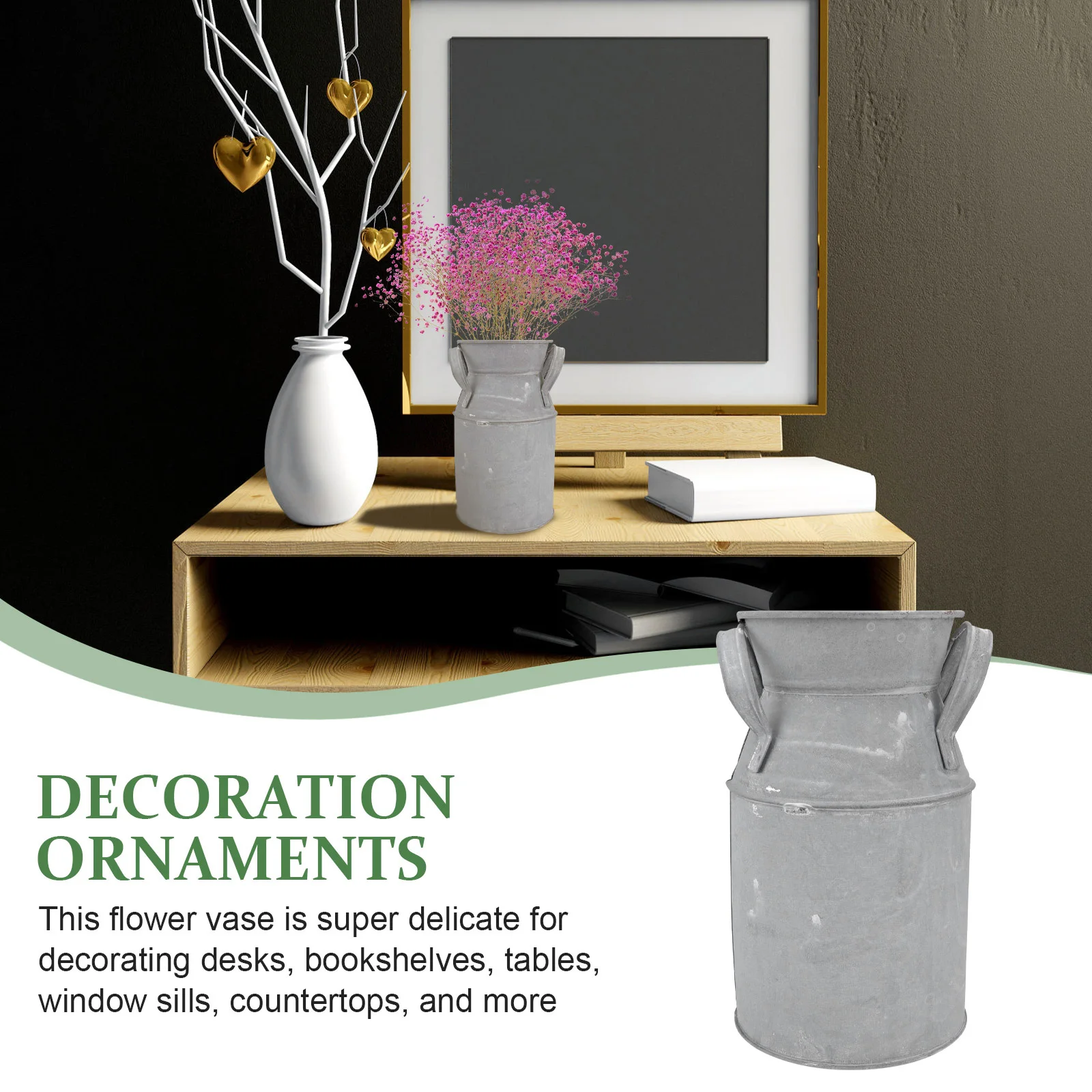

1pc Iron Retro Bucket Bucket Iron Flower Pot for Herbs Succulents Dried Flower Arrangement Tin Planters Home Decor