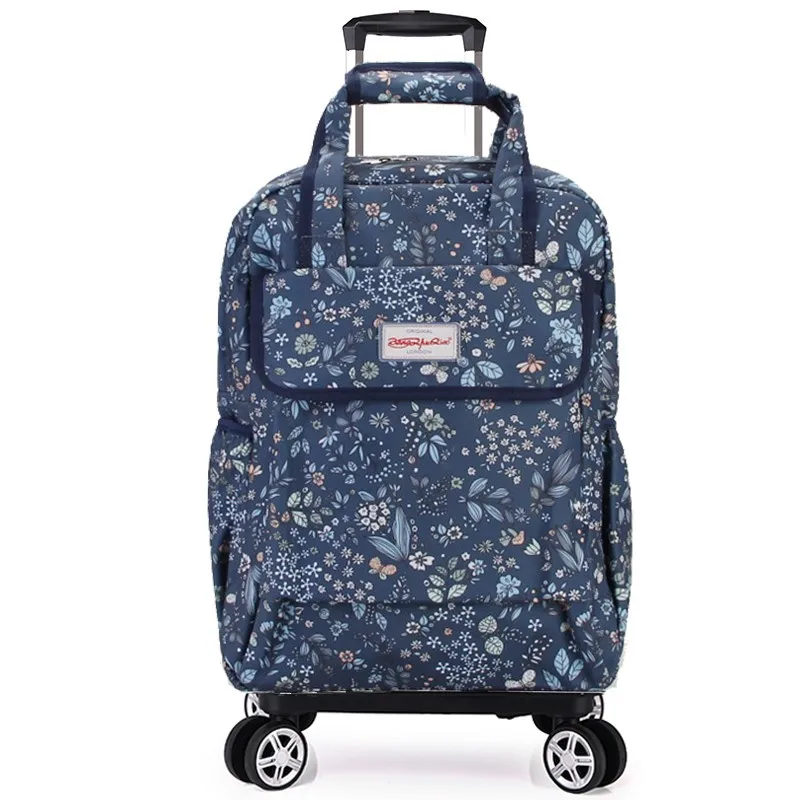 Waterproof Printed Trolley Bag High-end Spinner Wheel Liftable Pullable Back Trolley Backpack