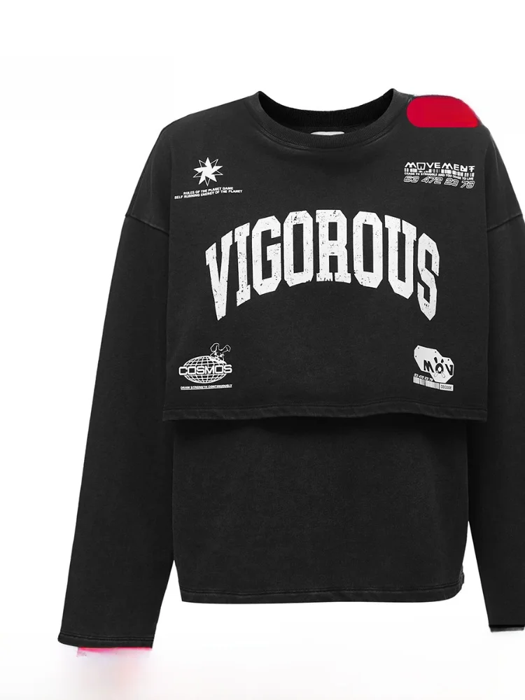 Sudadera Casual de Cuello Redondo para Mujer, Conjunto de Dos Piezas de Ocio de Primavera con Hombros Caídos, Calidad Primavera, Algodón de Tubo Recto para Dama