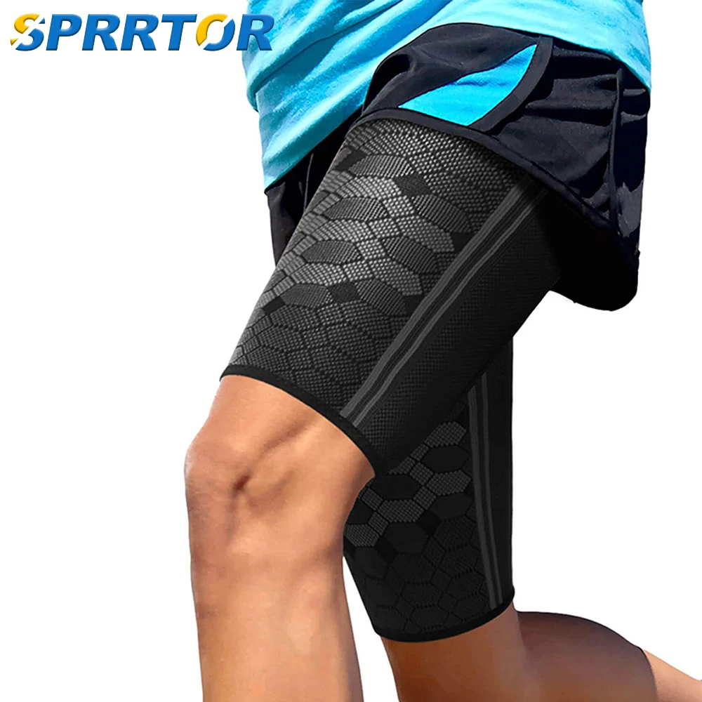 1Pcs Thigh Compression Sleeves - Hamstring Compression Sleeves for Quad and Groin Pain Relief - Thigh Brace & Wrap,for Running