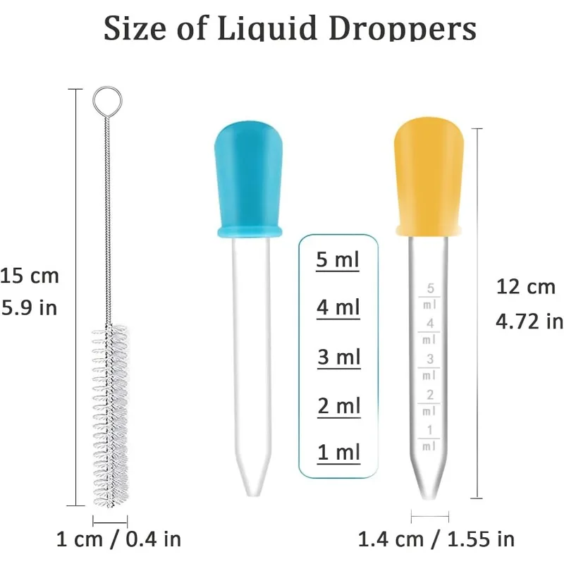 6PCS 5ml Small Silicone Plastic Pipette Dropper Feeding Medicine Liquid Eye Ear Pipette Dropper Lab Experiment Toys Gift