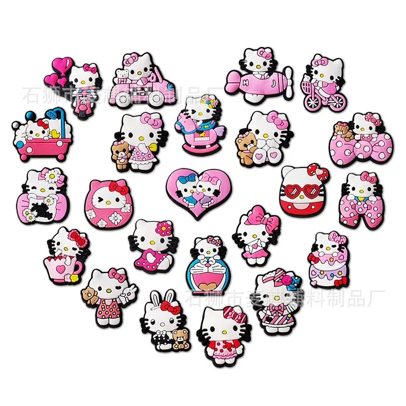 23 pz/set Cute Hello Kitty Shoe Croc Charms accessori per gatti decorazione Cartoon Animal for Hello Kitty Sanrio donna regalo per bambini