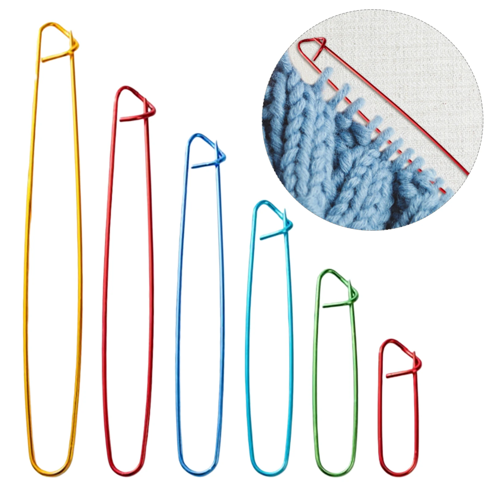 18pcs 60-200mm DIY Portable Crochet Project Marker Stitch Holder Set Random Color Knitting Tool Locking Cable Needle Aluminum