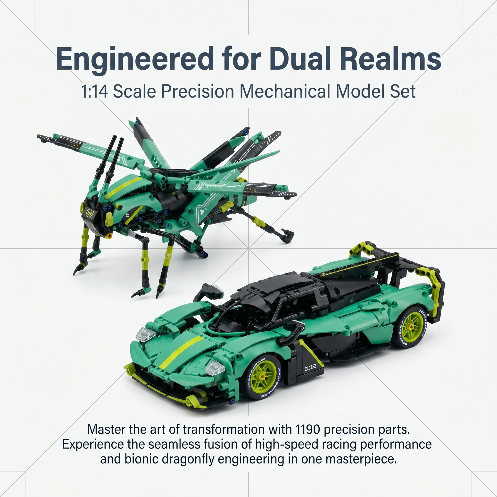 Remote Control 1:14 2-in-1 Spider Transforming Building Set 1138 Pieces
