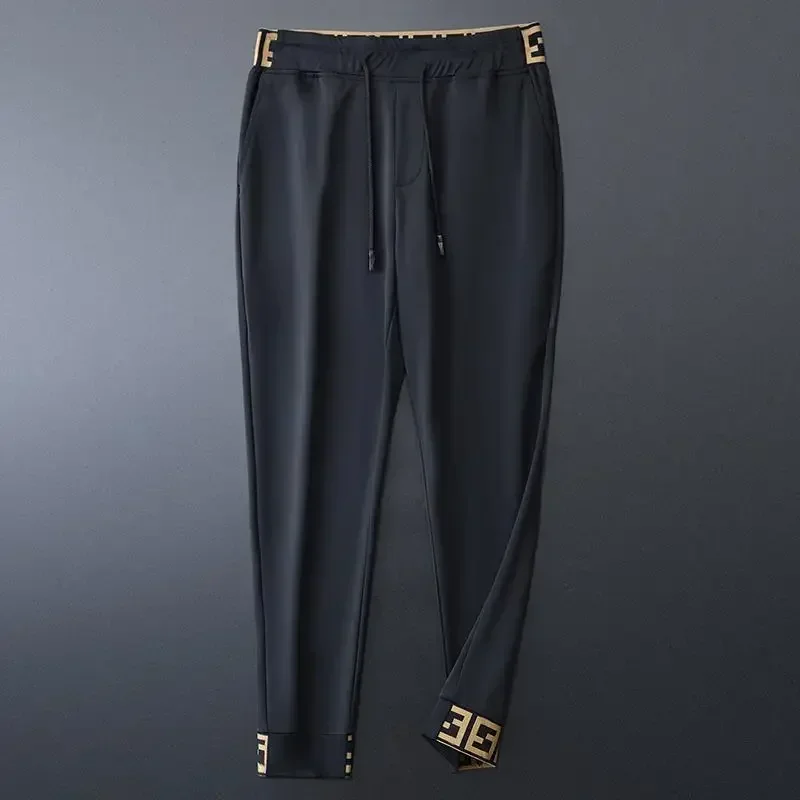 Ice Silk Pants Men's Summer Thin European Station Sweatpants Ankle-Length Pants Men's Casual Pants Quick-Drying Track