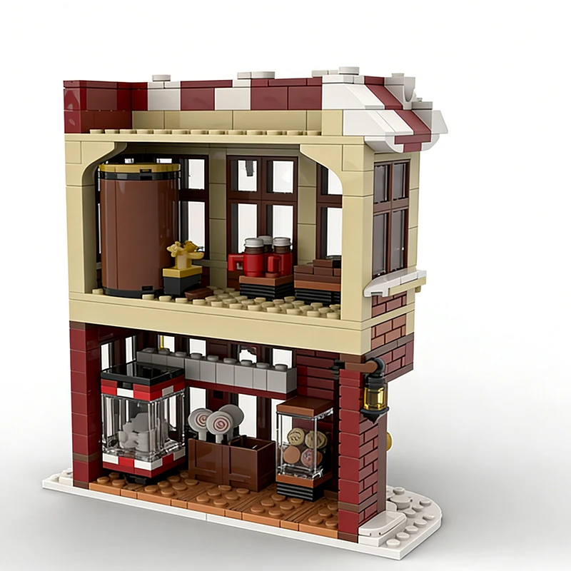 498 pièces Atelier de bonbons de construction MOC, Blocs de construction modulaires personnalisables, Briques éducatives simples, Jouet DIY pour enfants, Cadeau d'anniversaire