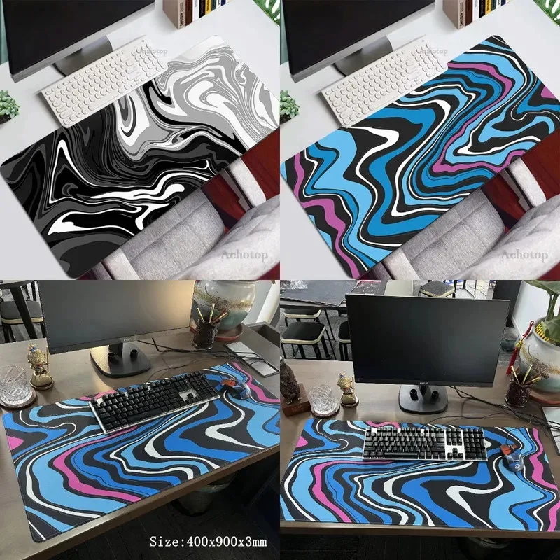 

Коврик для игровой мыши Strata Liquid — абстрактный коврик 900x400 XXL. Нескользящий ковер для ПК/клавиатуры, большое покрытие стола