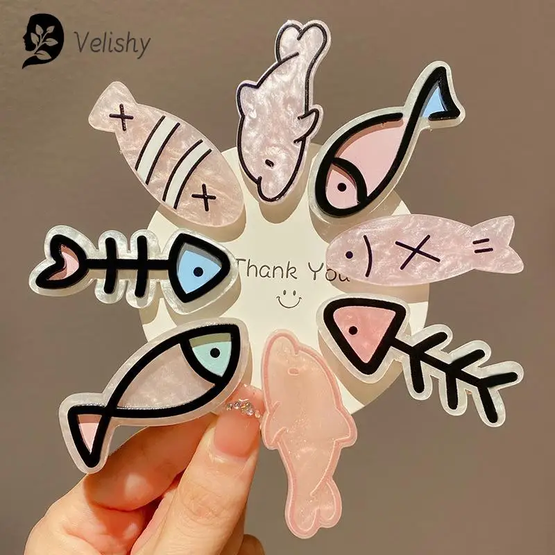 Japanese Cute Little Fish Bone Hairpin Girls' Bangs Clip Broken Hair Clip Student Original Fun Clip Hair Clips Headwear