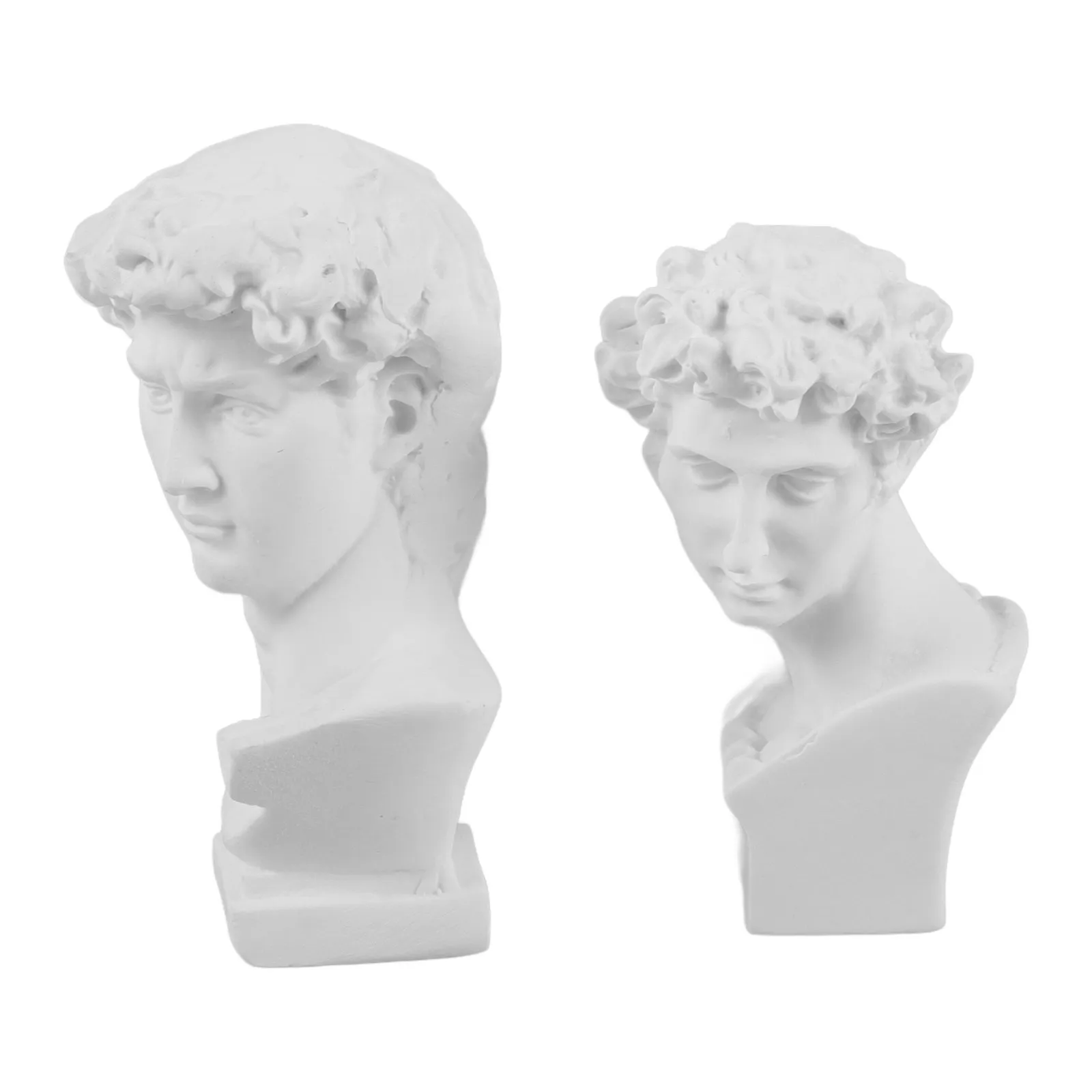 2Pcs Mini David Bust Resin Sculpture Decoration for Tabletop Office Bookshelf Home Decor Classic Greek Roman Resin Statue