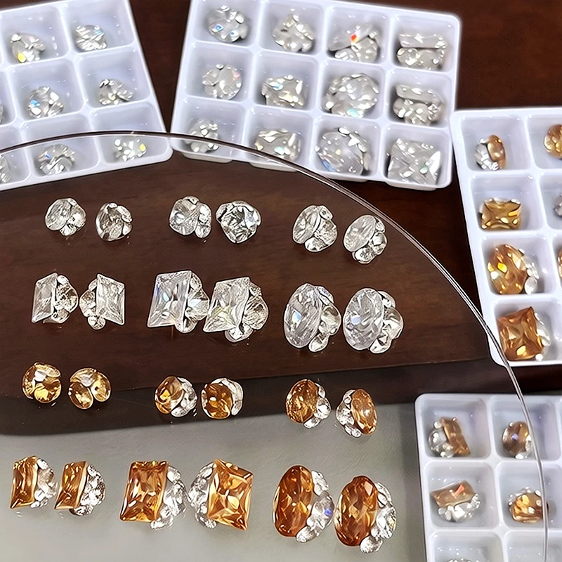 12PCS Unbacked Zircon Pile Diamond Stacked 3D Nail Art Crystal Rhinestones For Nails Decoration Manicure Material Supplies Tool