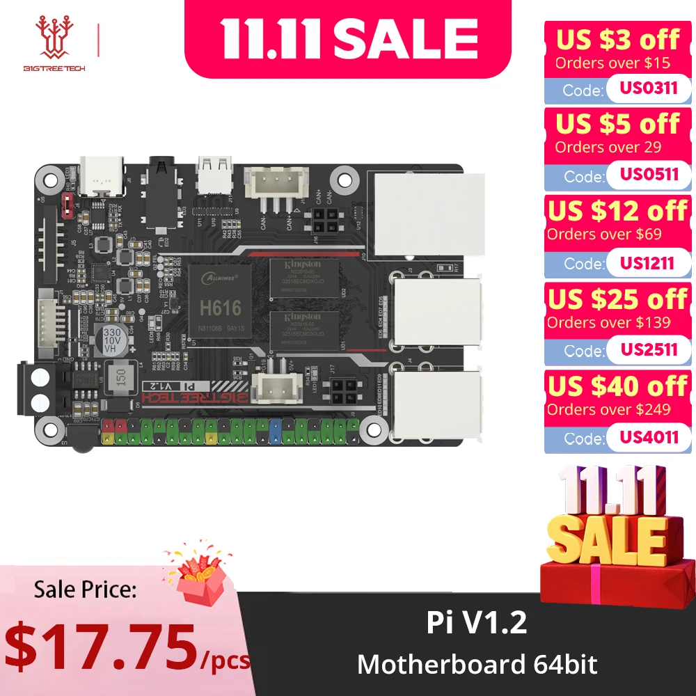 

BIGTREETECH BTT Pi V1.2 Control Board VS Orange Pi Raspberry Pi 3D Printer Motherboard 64bit 3D Printer Accessories