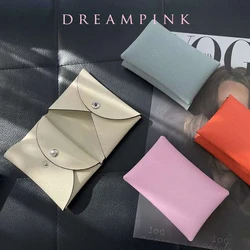 Luxury Leather Folded Coin Purse Fashion Men Gift Mini Credit Card Holder Wallet New Designer Simple Small Women Money Pouch Bag