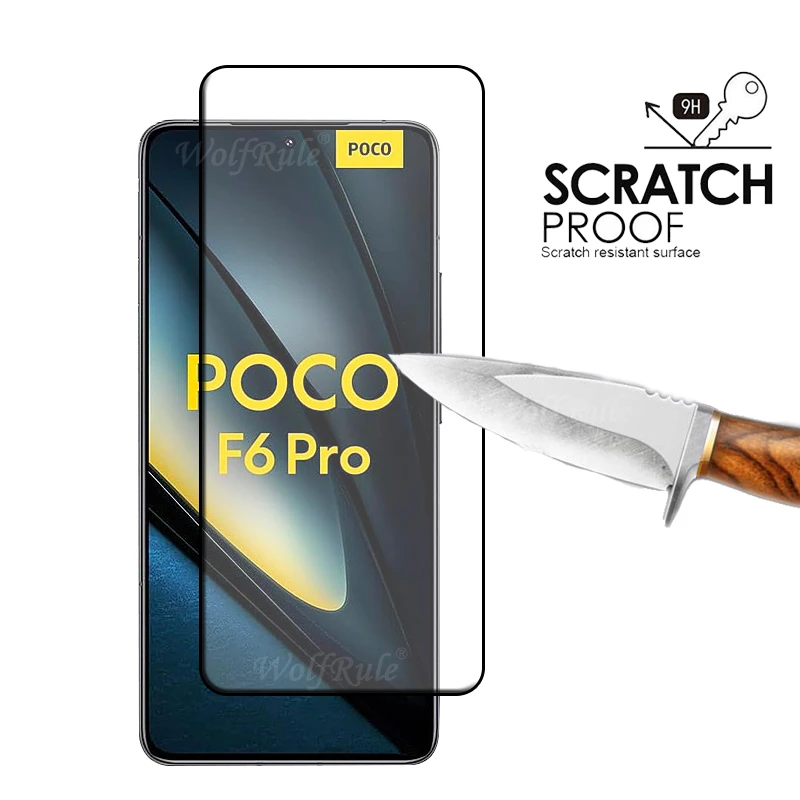 6-in-1 For Poco F6 Pro Glass Poco F6 Pro Tempered Glass Full Cover Glue 9H Cover Screen Protector Xiaomi Poco F6 Pro Lens Glass