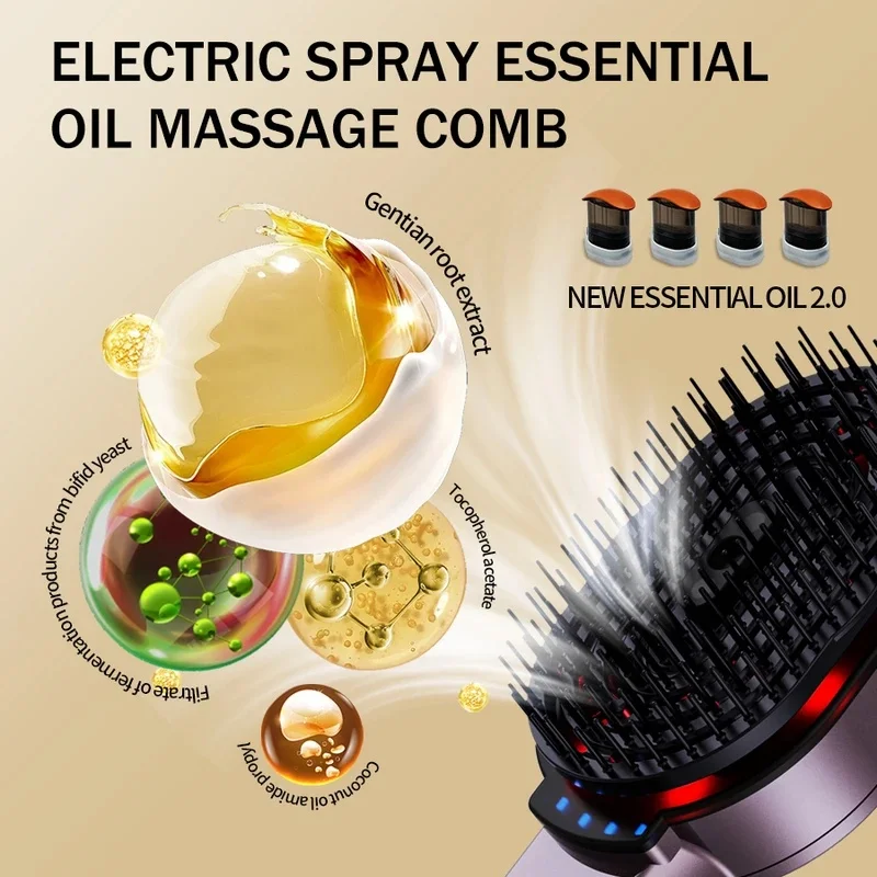 Massage Comb Essential Hair Oil Spray Bomb Included Head Spa Relaxation Treatment Plasma NIR Photon Hair Comb Massager