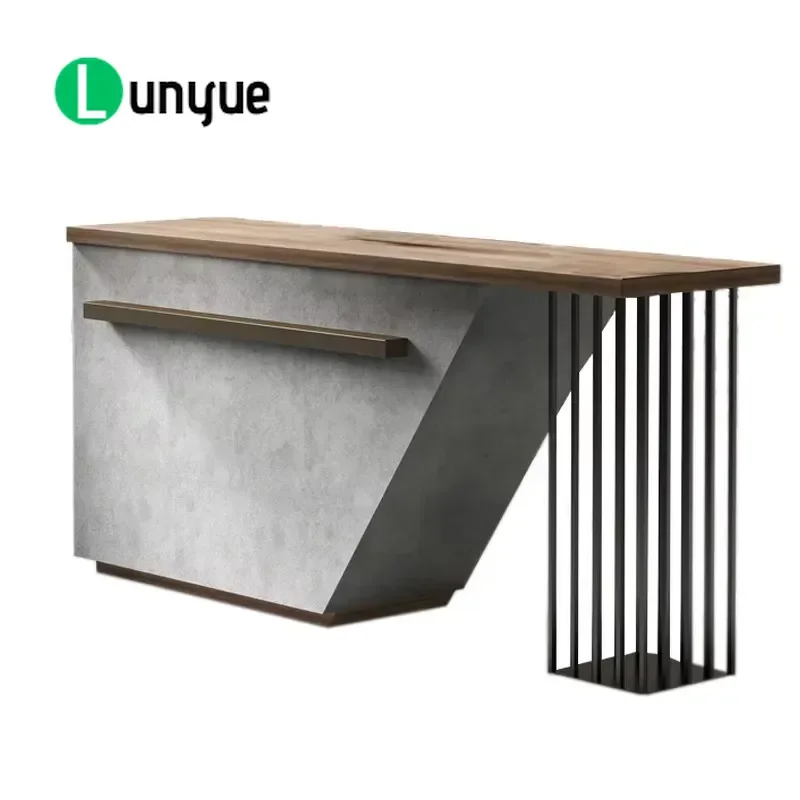 Custom Industrial Wooden Reception Desk for Hotel Corporate Office Front Counter Furniture Modern Design Durable
