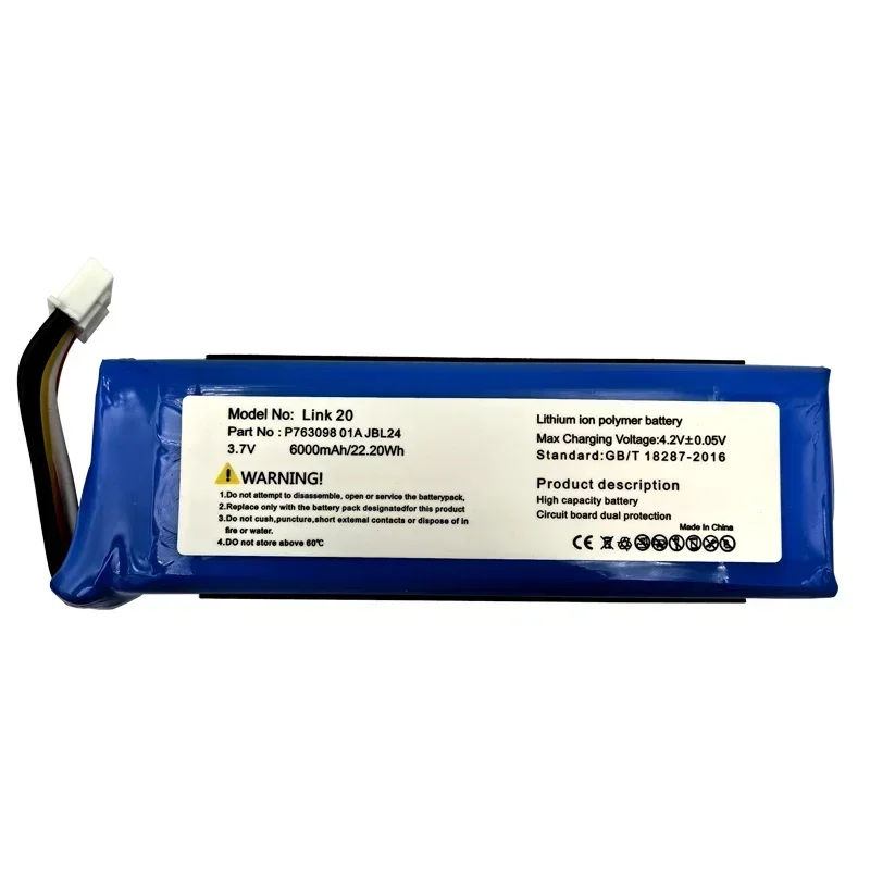 2025 Years 100% Original Replacement Battery 6000mAh For JBL Link 20 Link20 P763098 01A Genuine Loudspeaker Speaker Bateria