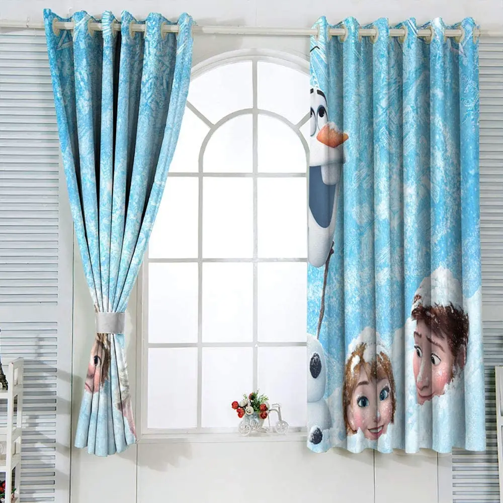 Frozen Princess Elsa Cartoon Anime Dustproof  Balcony Screen Curtains For Living Room Bedroom Blackout Curtains Polyester Home