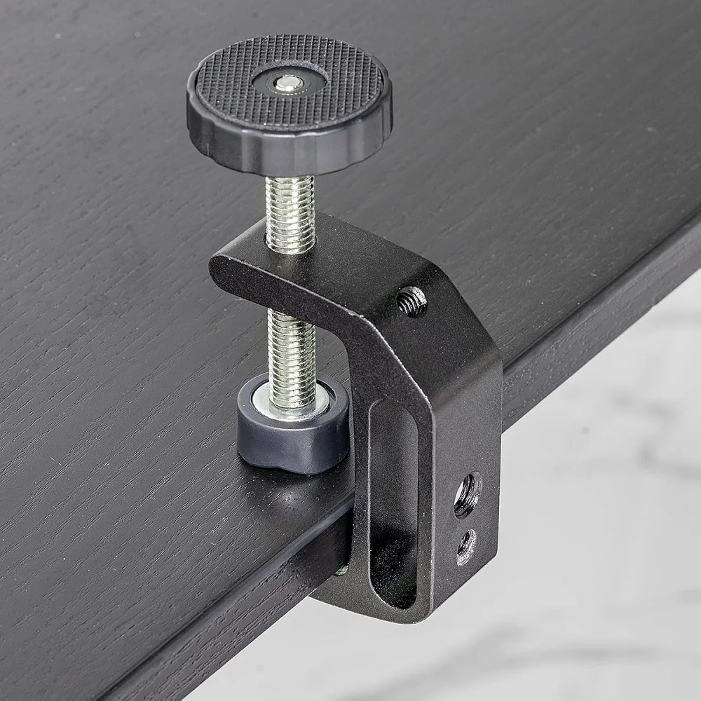 Universal c-braçadeira de alumínio suporte de montagem de mesa suporte com 1/4 "e 3/8" rosca preto para monitor flash mesas carrinho