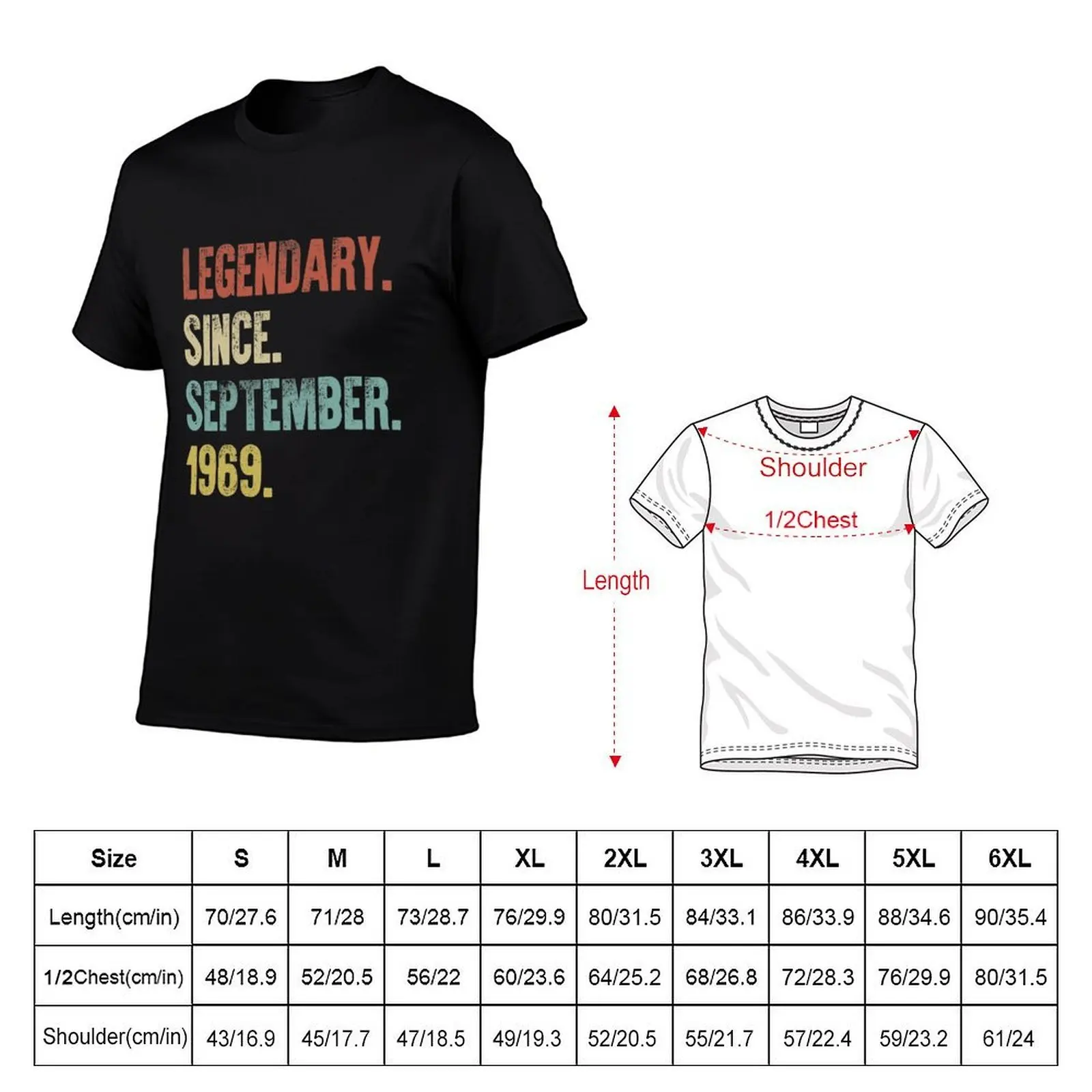 Retro Vintage 50th Birthday Legendary Since September 1969 T-Shirt anime t shirts oversize man t shirts for men casual T-Shirt