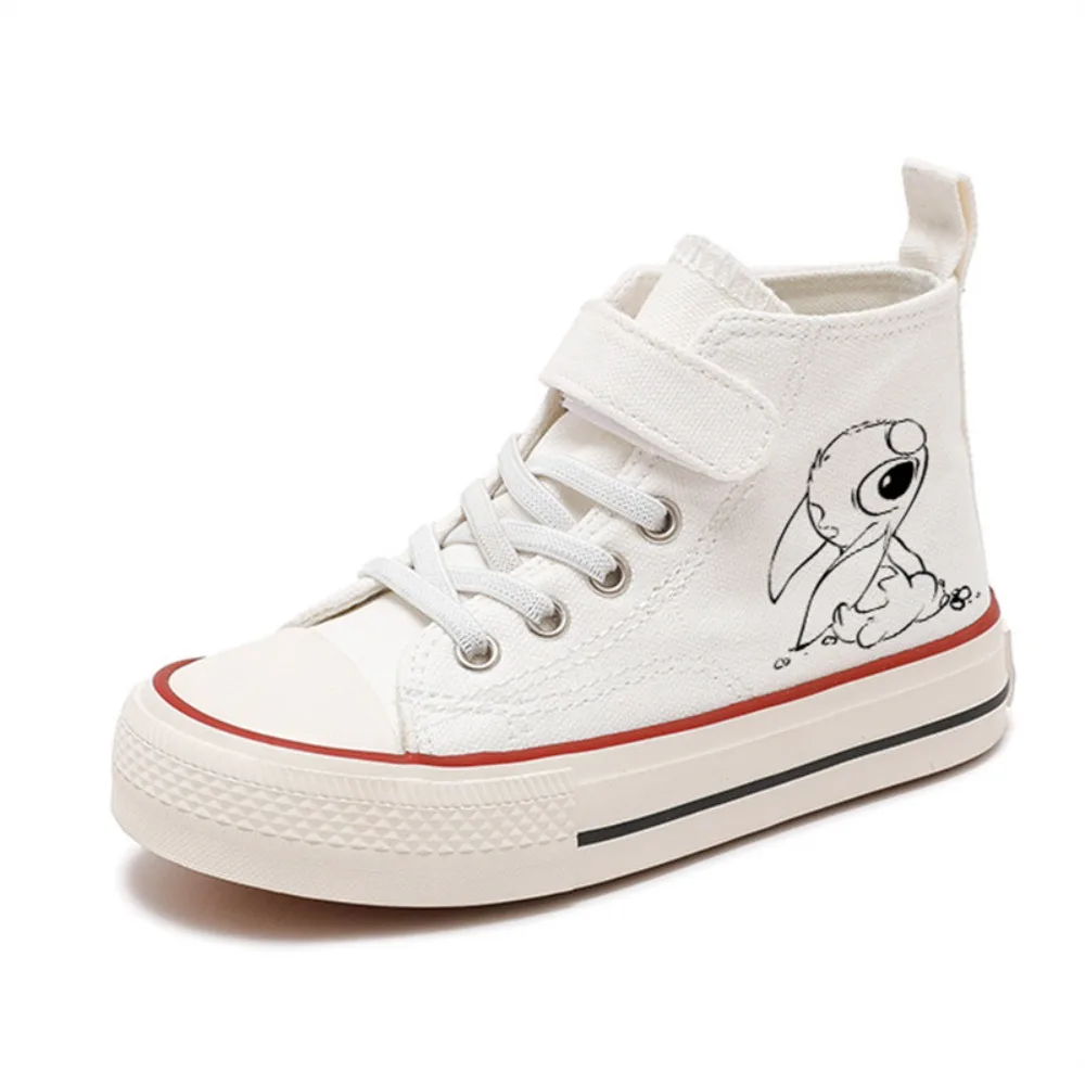 Lilo Stitch Cartoon Sport Fashion Girl High-Top Meisje Canvas Schoen Disney Casual Comfort Schoenen Kinderen Print Jongens Tennisschoenen