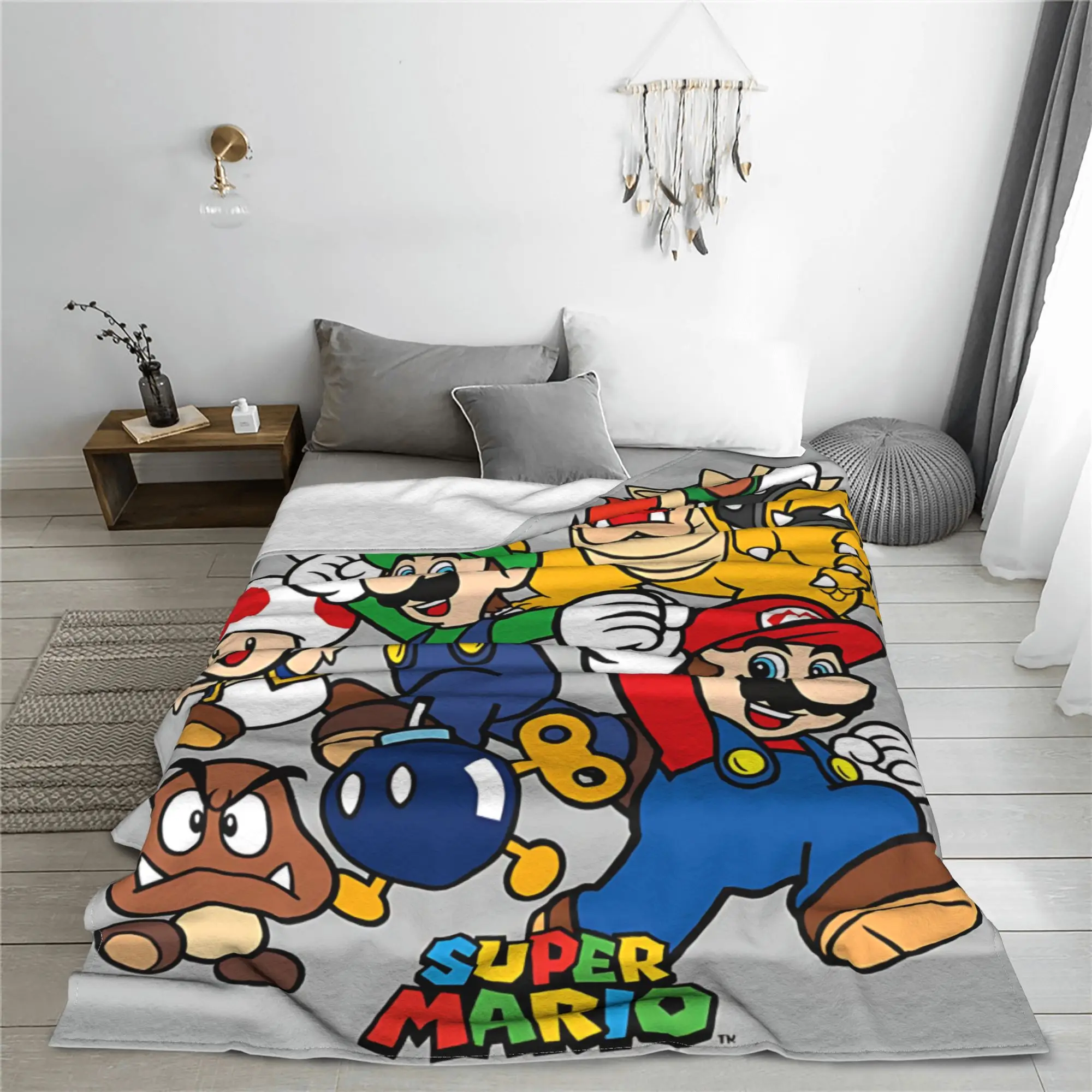 1PC Home Cutecore Room Decor Super Marios Blanket Throw Blanket Novelty Warm Blanket All Season
