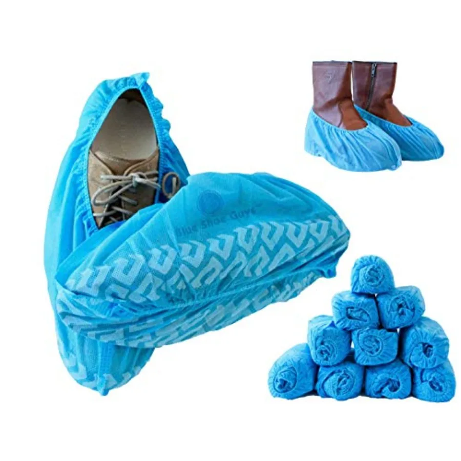 Blue Shoe Guys Premium Disposable Boot and Shoe Covers Booties 100 Pack Durable, Non-Slip, Non-Toxic, Water Resistant, Recyclab