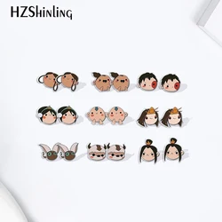 2023 Cartoon Avatar The Last Airbender Head Acrylic Resin Stud Earrings Epoxy Handmade Jewelry Gifts Friends