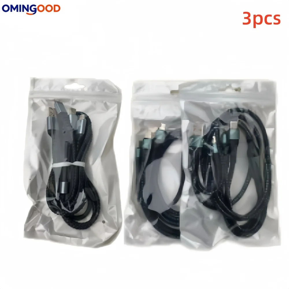 NEUES 120W Geflochtenes 3-in-1 Schnellladekabel USB Typ C Micro USB Datenkabel Kompatibel für iPhone Samsung Xiaomi Android-Telefone
