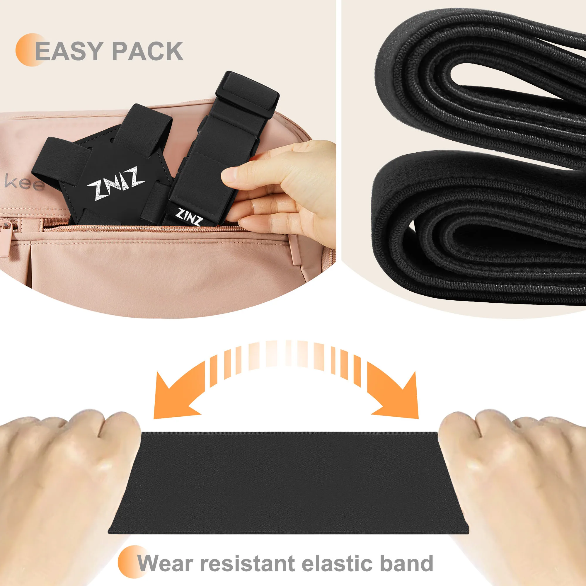 2-Pack Elastische Bagageriemen Met Koffer Bungee, Verstelbare Tasriem Reisaccessoires-Zwart