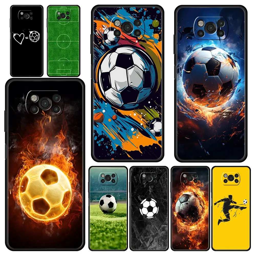 

Phone Case For Xiaomi Poco X6 X5 X4 Pro 5G X3 NFC F5 F4 M5 M4 M3 F3 GT C51 C50 C55 Soft Black Cover Football Passion Soccer Ball
