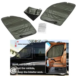 Insulated Blackout Front Door Window Covers Cool Gray 1 Pair for Mercedes-Benz Sprinter Van 2019 - 2022 Waterproof & PV Cotton