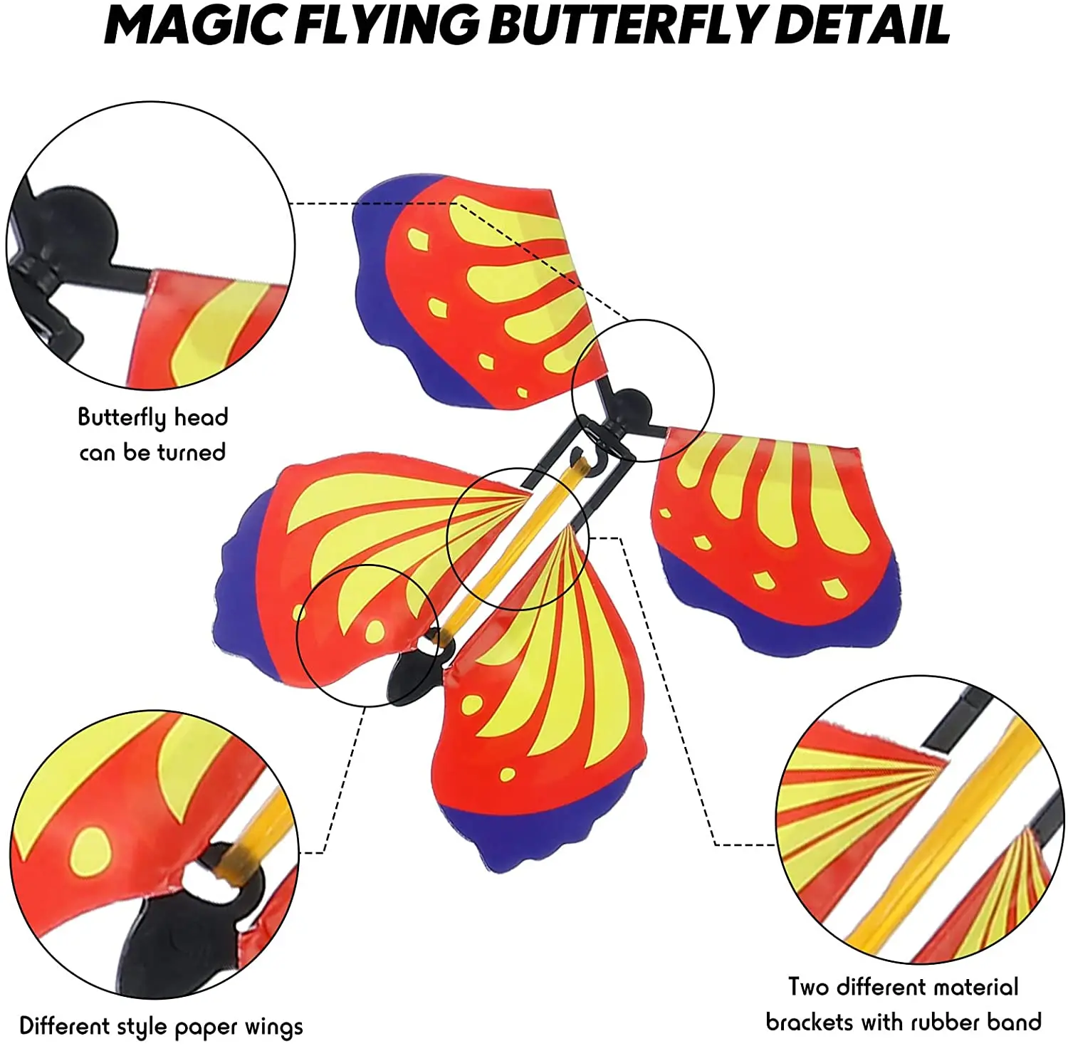 Magic Flying Butterfly Fairy Flying Toy Winding Rubber Band Electric Butterfly Toy Color Bookmark Gift Decoration Gift