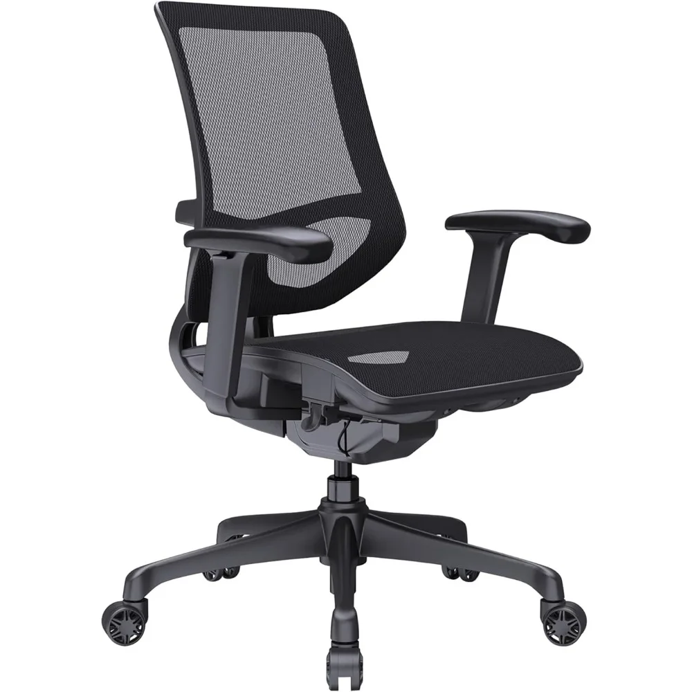 

® 1000 series ergonomic mesh/mesh mid-back task office chair, black/black, bifma compliant